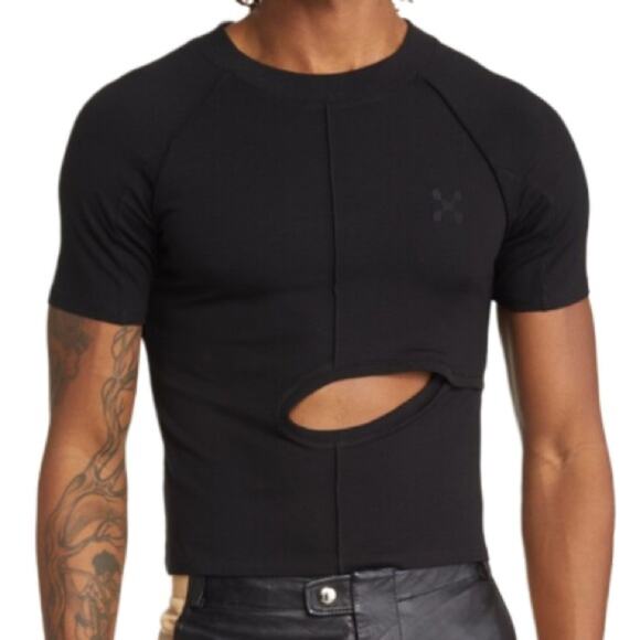 Head of State Gender Inclusive Diamond Front Cutout T-Shirt - Black Size S - Picture 2 of 7